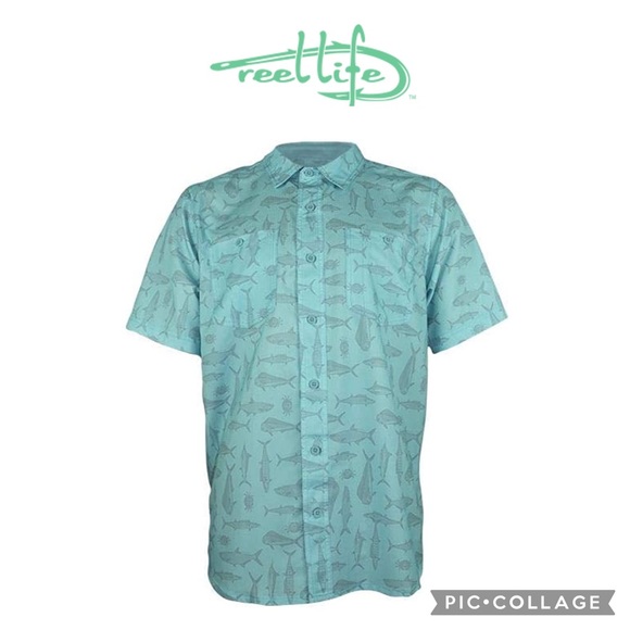 Reel Life Shirts Reel Life Men Short Sleeve Woven Fishing Shirt